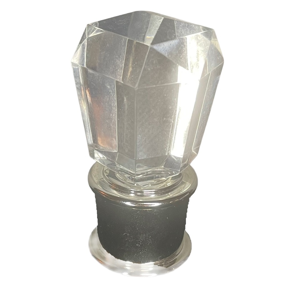 Vintage Clear Faux Diamond Wine Bottle Cork Topper/Cover Silver Toned 2 5/8"